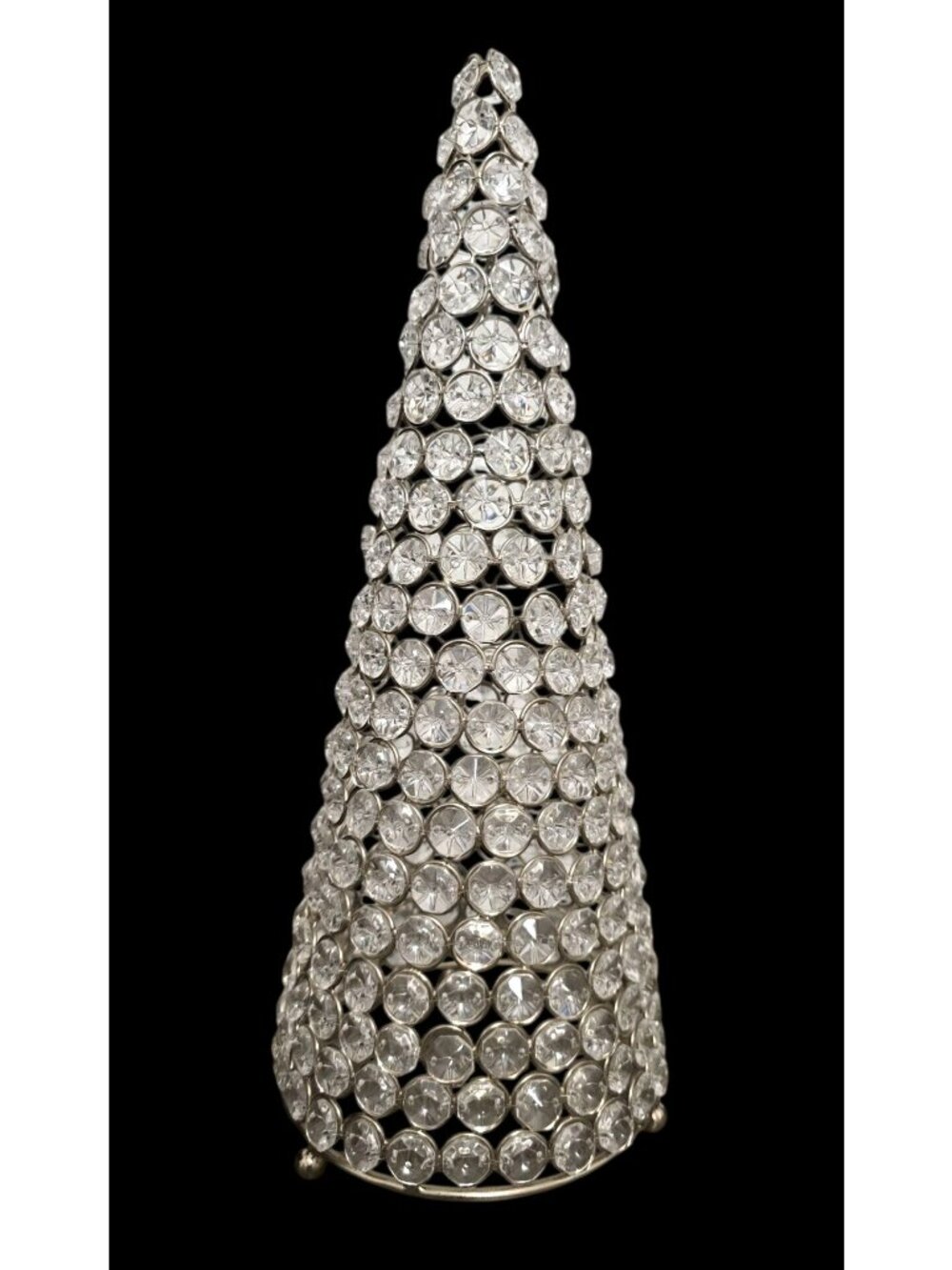 Crystal Cone Christmas Tree Tabletop Accent 14" Tall With Metal Wire Work